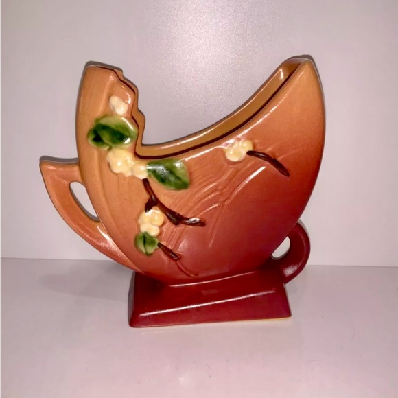 Gorgeous Roseville Pottery Signed Snowberry 1947 Mid Century Modern Fan Vase - Picture 1 of 12